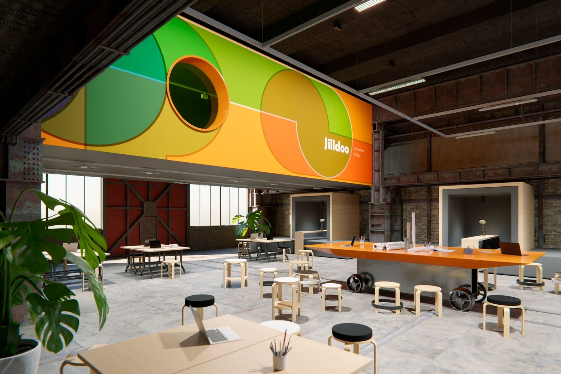 In keeping with dynamic working environments in which office layouts change according to needs, Jilly linear luminaires for track provide efficient lighting for workstations in compliance with standards. Visualisation: Electric Gobo