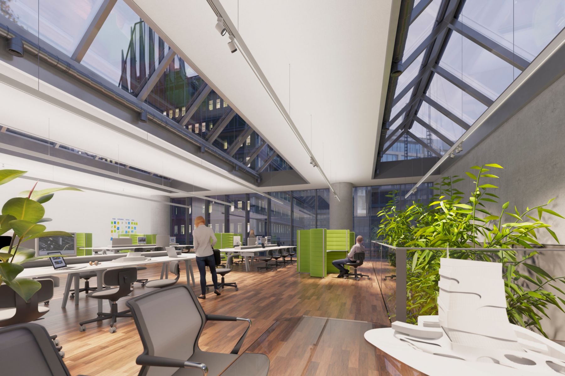 Invia 48V modular in offices. Visualisation: Electric Gobo