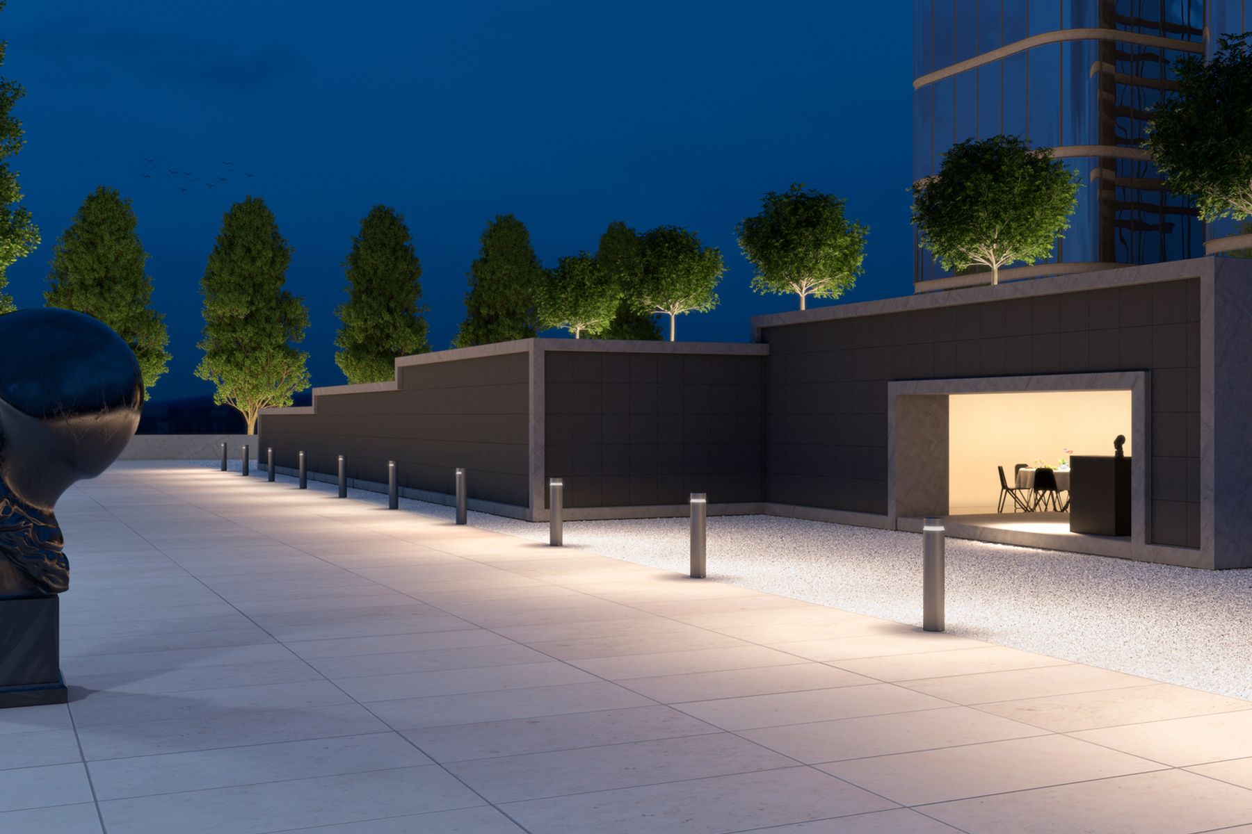 Glare-free light and high uniformity enhance human visual performance at night. With this in mind, Castor meets the highest standards of visual comfort and, with its varied light distributions for paths and open spaces, offers a highly efficient lighting solution for outdoor areas. Visualisation: Electric Gobo