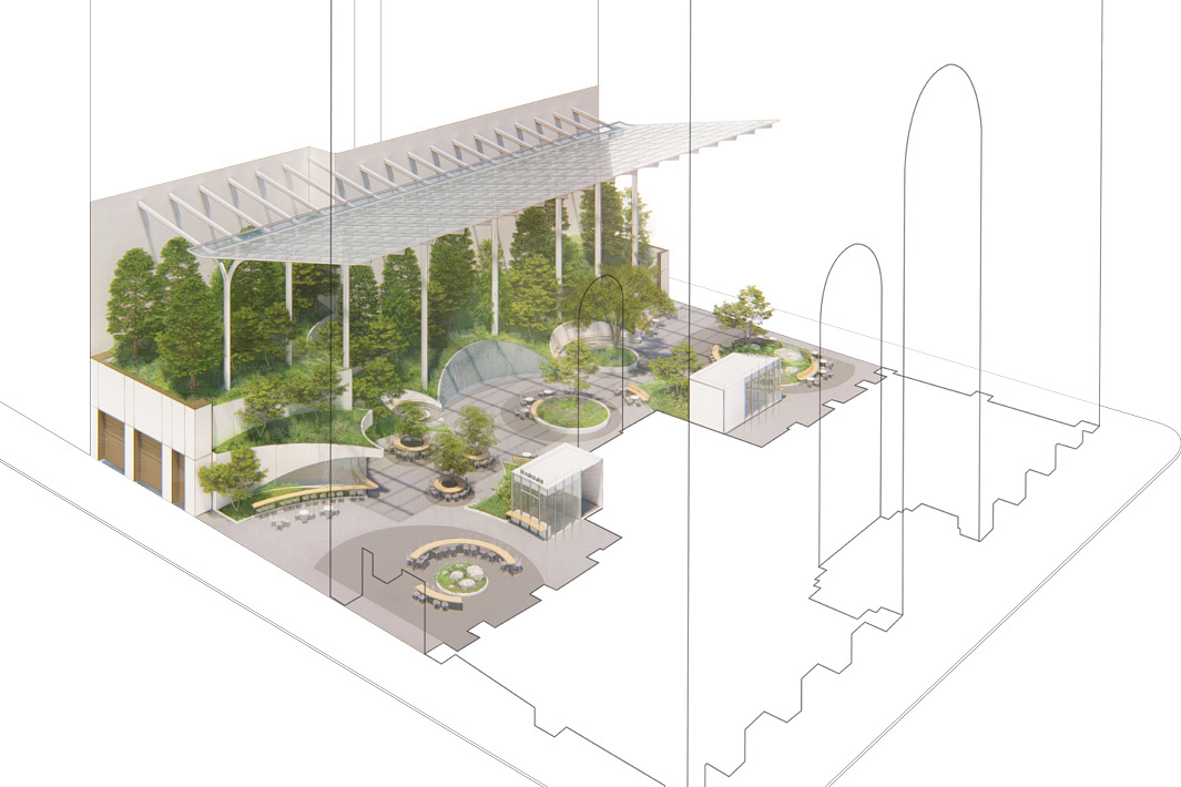 550 Madison Avenue Garden: Urban oasis featuring ERCO outdoor lighting for optimal plant growth and visual comfort.
