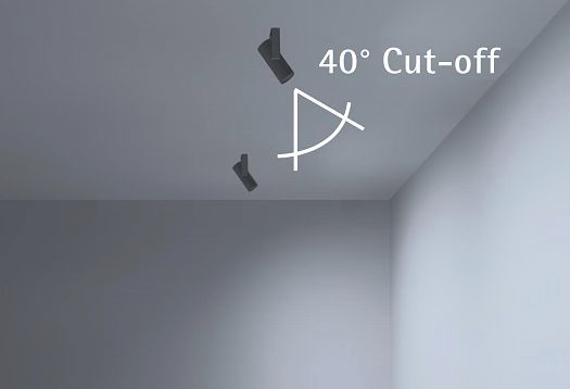 ERCO spotlights with 40° cut-off for glare-free wallwashing in interiors.