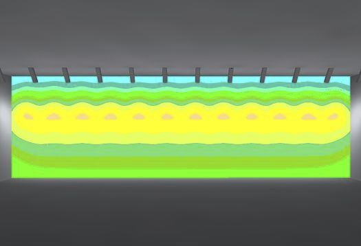 ERCO lens wallwashers: Uniform vertical lighting with wide luminaire spacing.