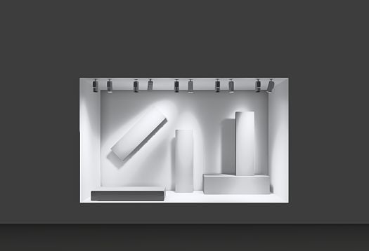 ERCO shop lighting with LED spotlights accentuating products in a window display.
