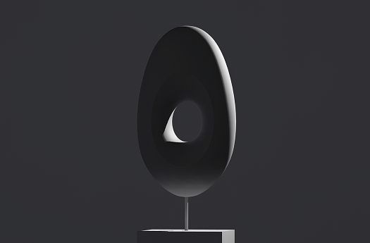 Sculpture with accent lighting to model shapes and surface structures.