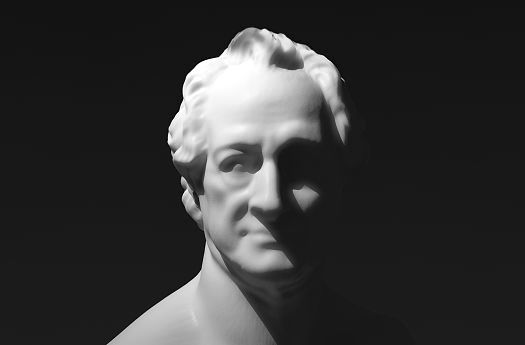 Accent lighting on a Goethe bust, highlighting modeling through directional light.