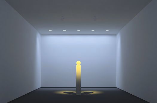 Accent lighting on an object in a room, demonstrating light modelling with ERCO spotlights.