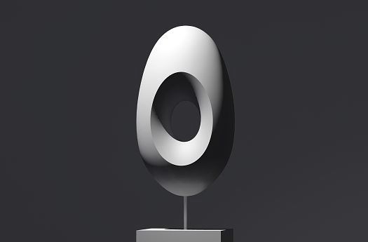 Abstract sculpture with accent lighting, used for modeling and highlighting its form.