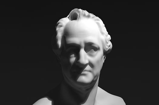 Goethe bust with accent lighting, showcasing form and surface structure modeling.