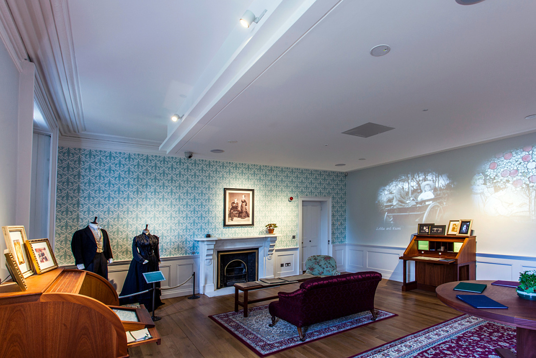 Victorian exhibit room at Airfield Farm Museum, Dublin, illuminated by ERCO spotlights.