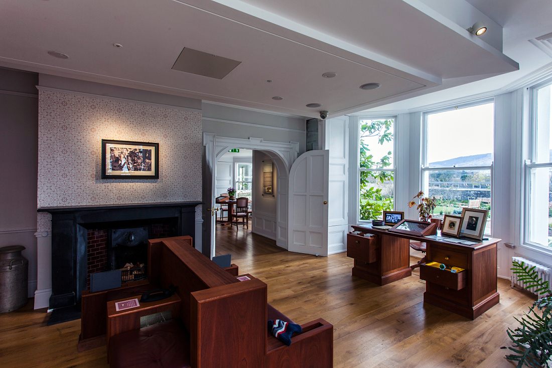 Airfield Farm Museum interior featuring ERCO Pollux spotlights for accent lighting.