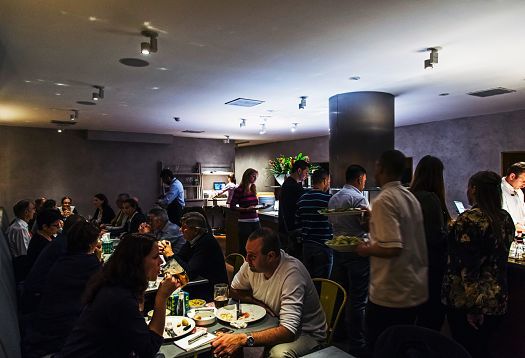Interior of Ambiente Brasileiro restaurant in Prague, illuminated by ERCO LED lighting.