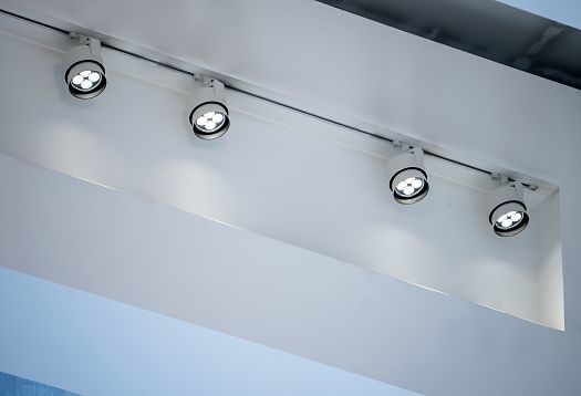 ERCO Parscan LED spotlights on a track, accent lighting in the Ara Pacis Museum.