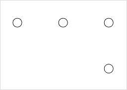 Graphic showing a luminaire arrangement on a ceiling for lighting design.