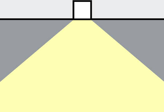 Graphic of a downlight arrangement for uniform illumination in lighting design.