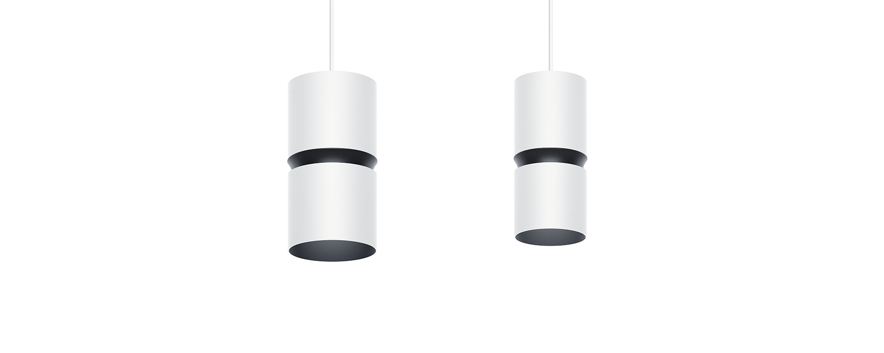 ERCO Atrium double focus pendant luminaires for high rooms.