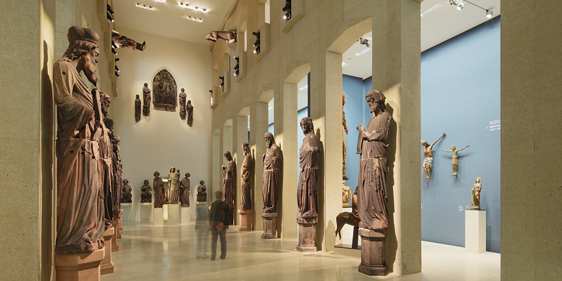 Augustinian Museum: Illuminated medieval stone sculptures with ERCO spotlights.
