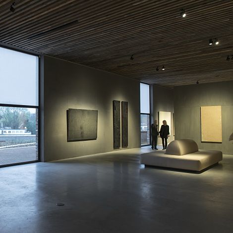 Axel Vervoordt Gallery illuminated by ERCO LED lighting tools, art exhibition.