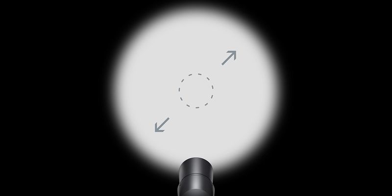 Beamer projector demonstrating zoom feature for precise outdoor lighting.