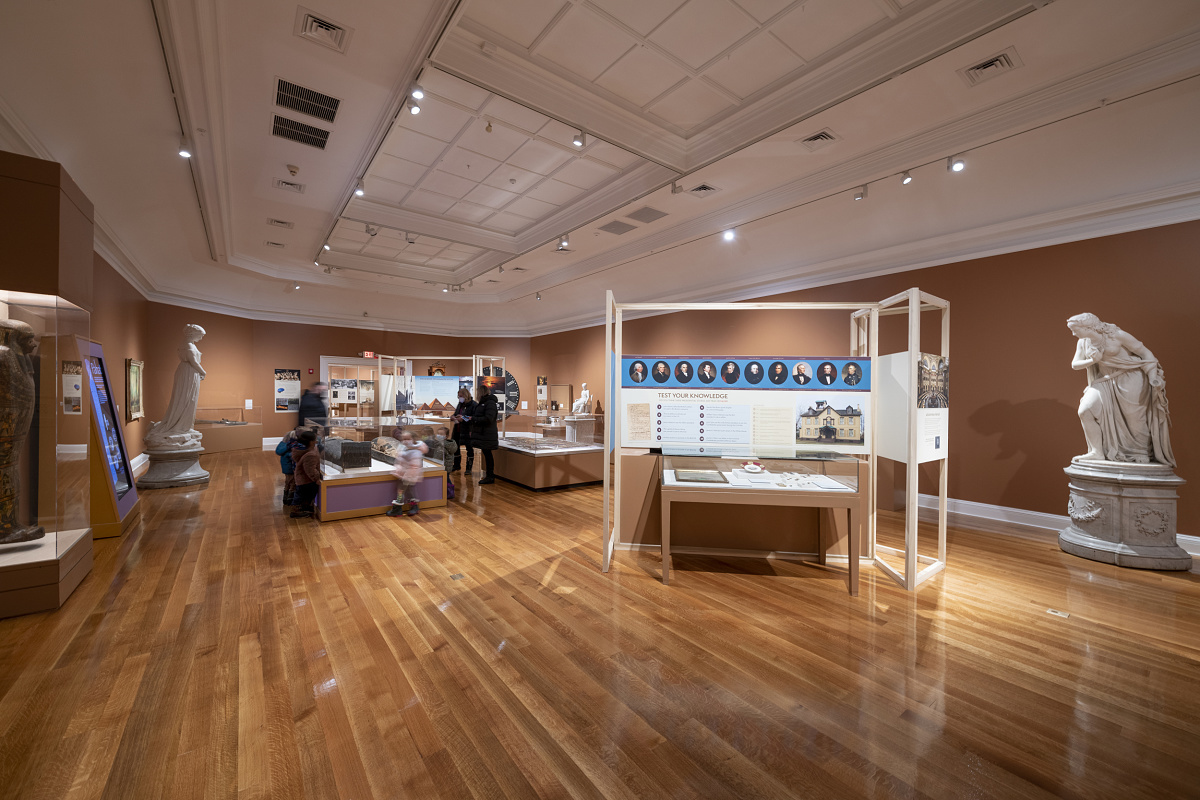 Interior of the Berkshire Museum featuring Optec spotlights illuminating exhibits on tracks for flexible lighting.