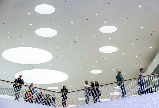 Bory Mall in Bratislava featuring ERCO Skim downlights for pleasant shopping ambience.