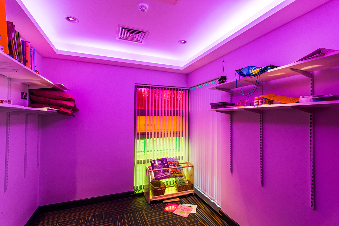 Brontë Nursery interior with ERCO LED lighting for learning and play areas.
