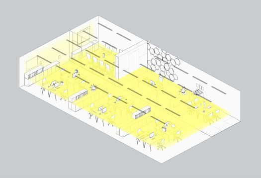 ERCO lighting design for offices: Zonal lighting for workstations and circulation areas.