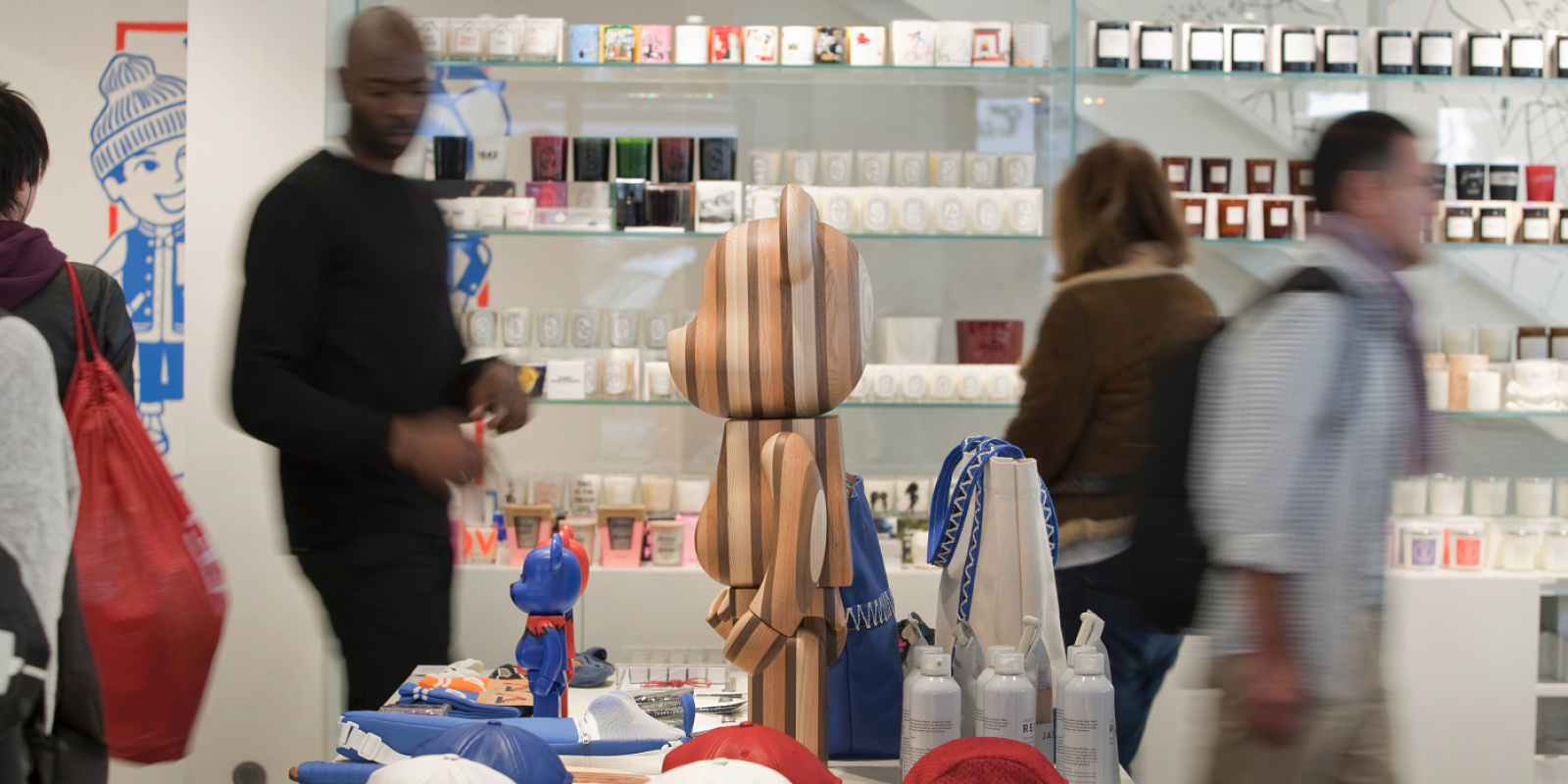 Colette store in Paris: Displayed products under ERCO LED lighting.