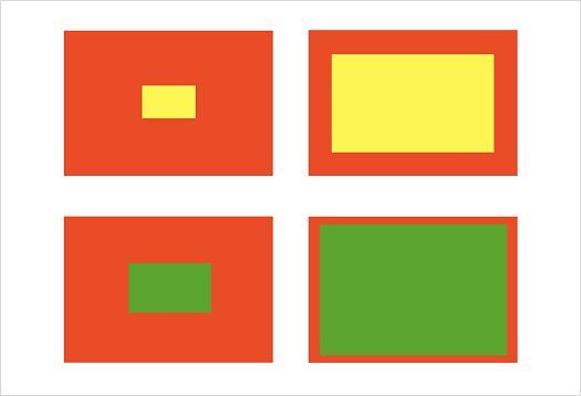 Color contrasts in lighting design: Illustration of different colored areas to show contrasts.