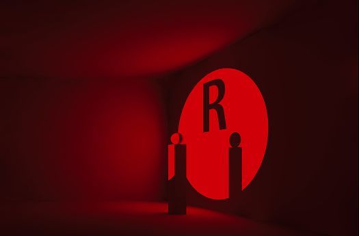 Red lighting design showcasing additive color mixing with ERCO lighting.