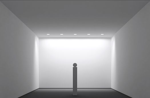 ERCO lighting: Sculpture in a room with neutral white light enhancing form.