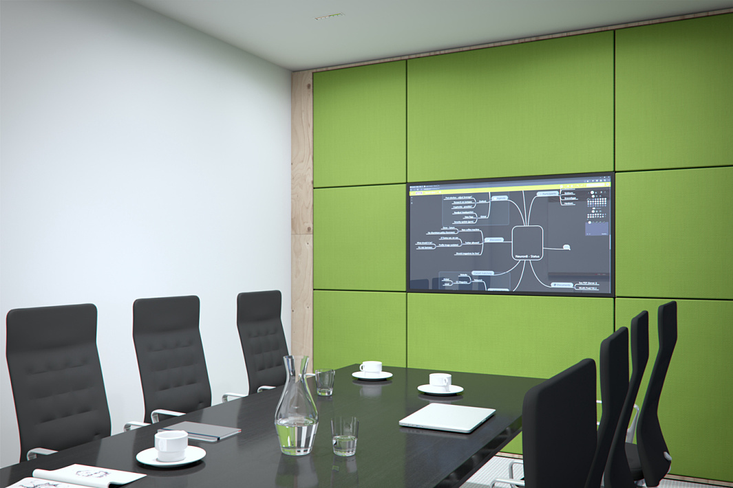 Conference room with ERCO lighting for good facial illumination during meetings.