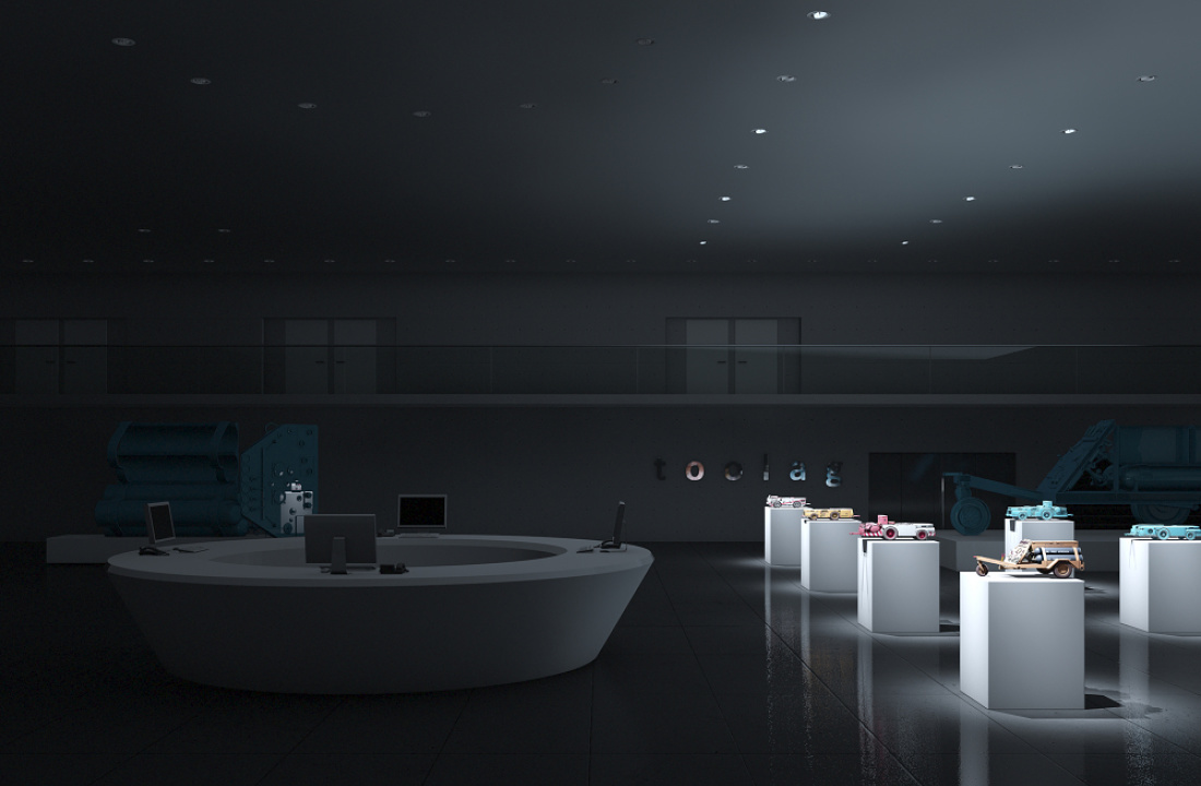 ERCO foyer featuring product presentation with accent lighting.