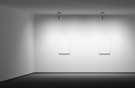 Gallery space with ERCO spotlights enhancing contrast.