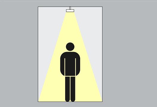 Illustrazione di una persona sotto un downlight ERCO per unilluminazione flessibile dellufficio.