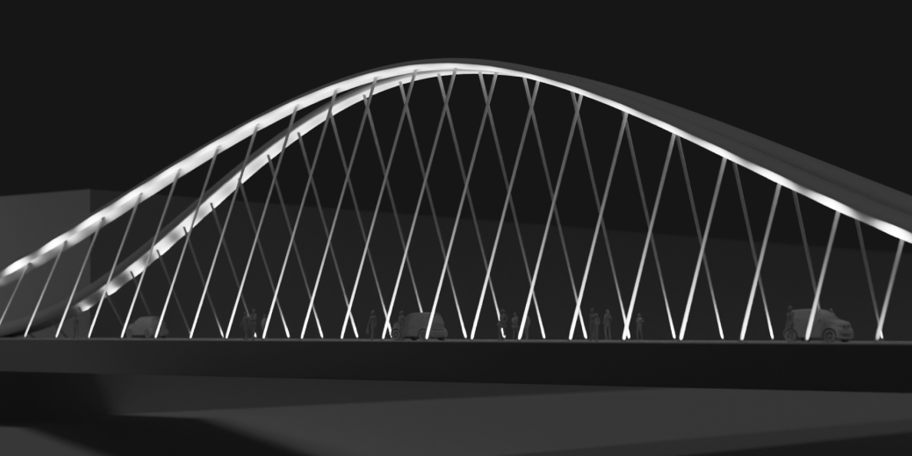 Bridge lighting with LED luminaires: An arch bridge illuminated with ERCO lighting technology.