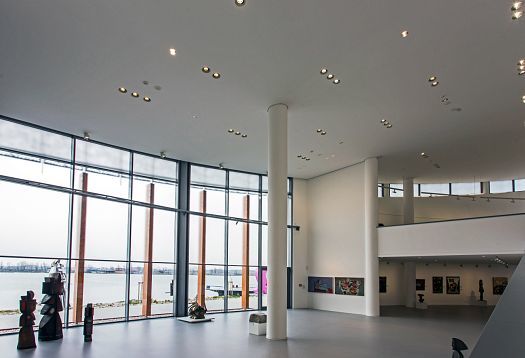 Danubiana Museum interior featuring ERCO LED lighting and art displays.
