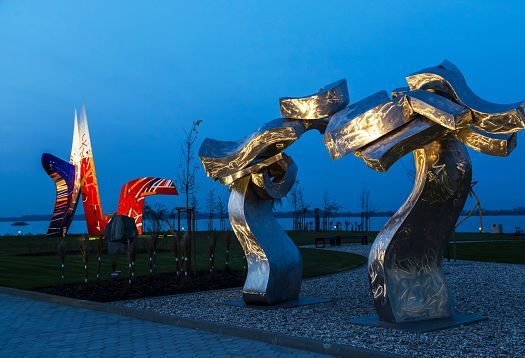 Illuminated sculptures at the Danubiana Meulensteen Art Museum, Bratislava.