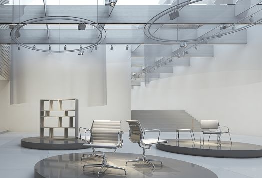 Indoor design examples with ERCO lighting for galleries and exhibitions.