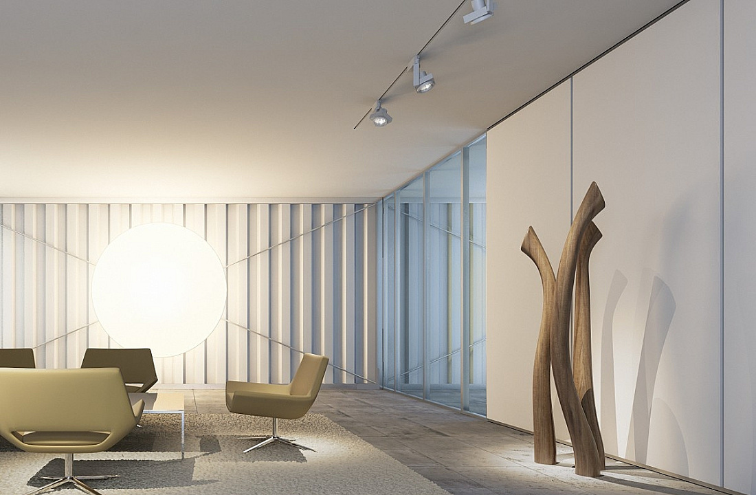ERCO lighting design: Diffuse light creates a soft atmosphere in a modern foyer.