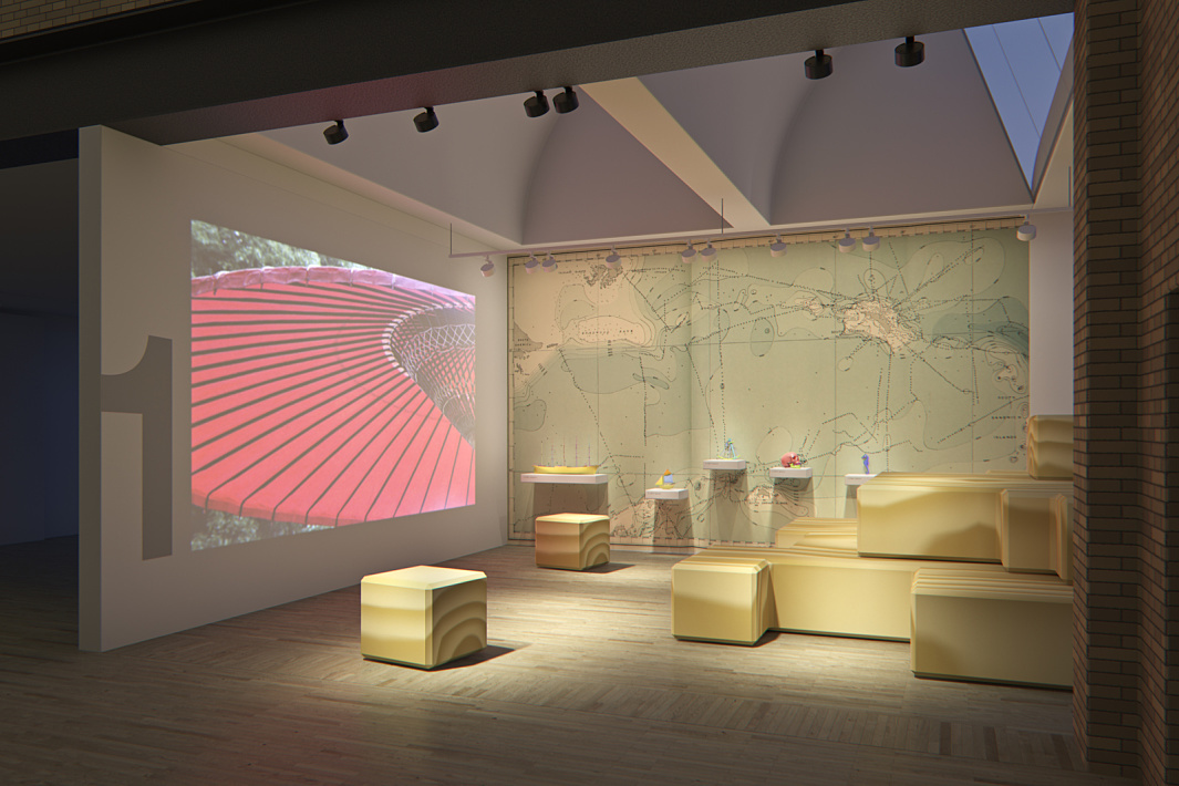 ERCO track lighting illuminating a flexible art exhibition with changing displays and multimedia.