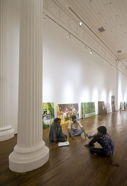 Logotec LED spotlights illuminate art at Durbar Hall, Kochi Biennale, Kerala.