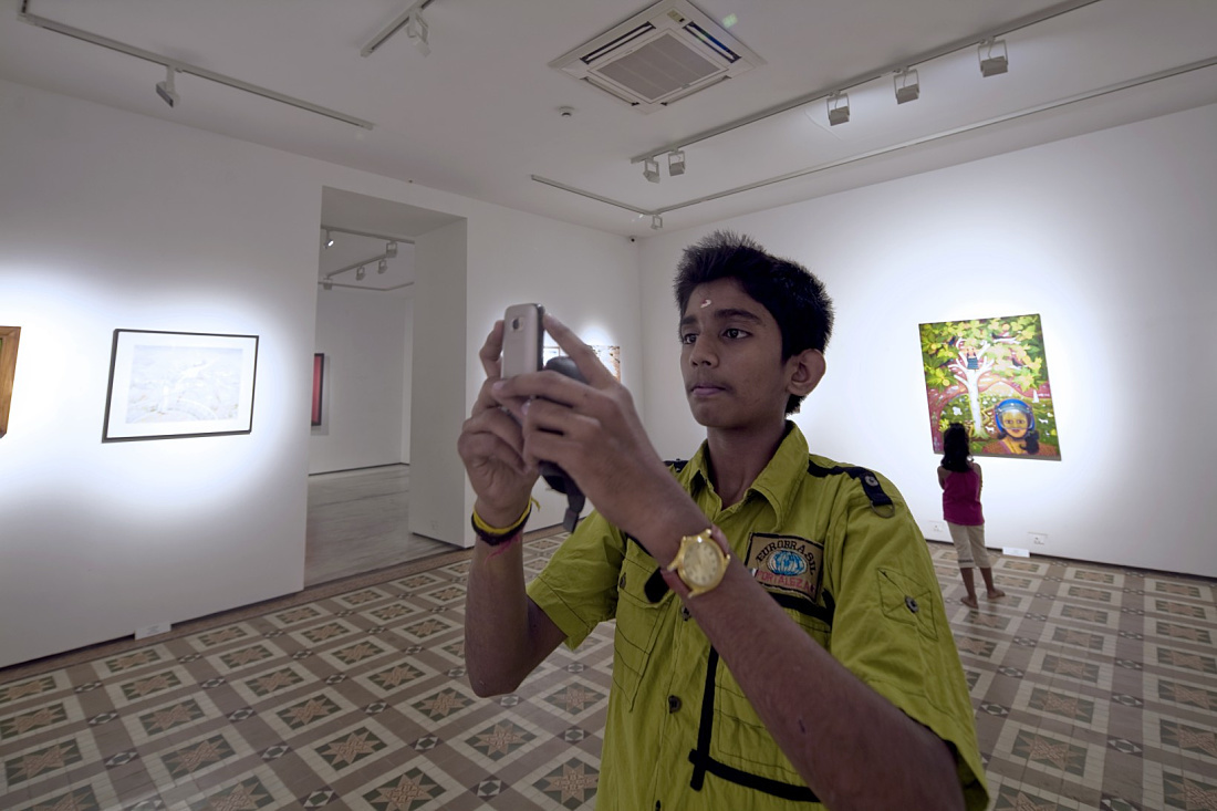 Logotec LED spotlights illuminate art at Durbar Hall, Kochi Biennale in Kerala.