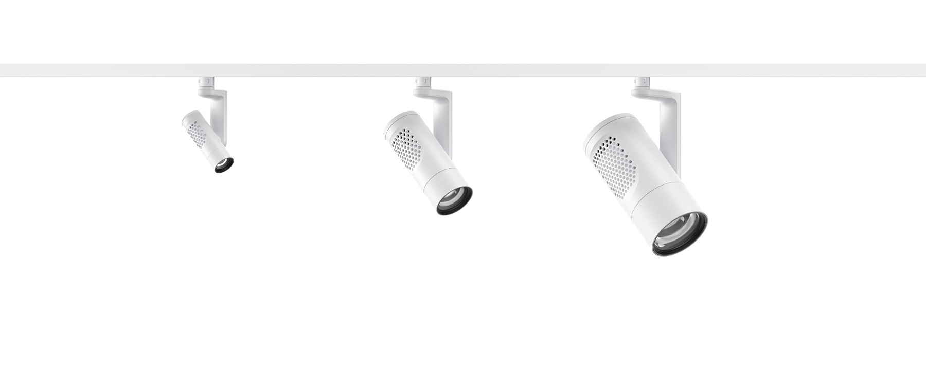 ERCO Eclipse 48V spotlights on a track, designed for accent lighting.