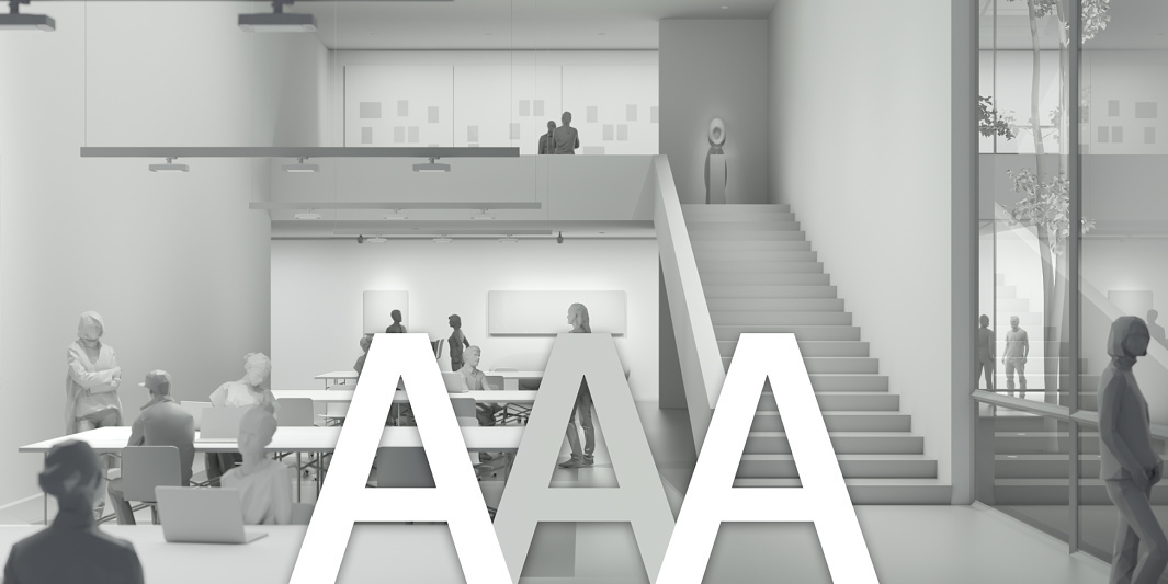 ERCO lighting design for offices: Zoned lighting for visual tasks and vertical illumination for spatial perception.