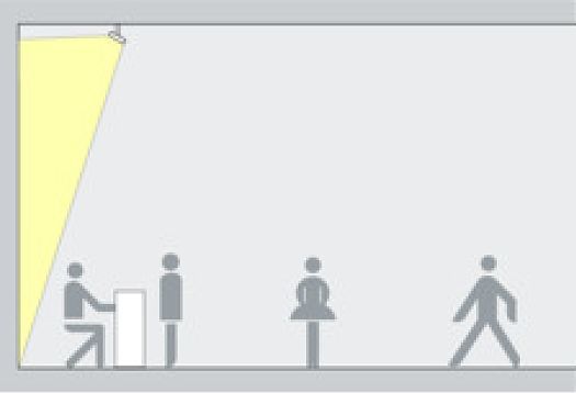 ERCO light distribution in a public building, showing vertical lighting.