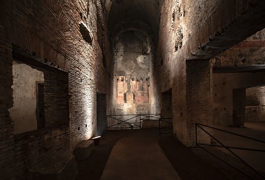 Interior of Domus Aurea in Rome, illuminated by ERCO LED lighting solutions, highlighting the historic architecture.