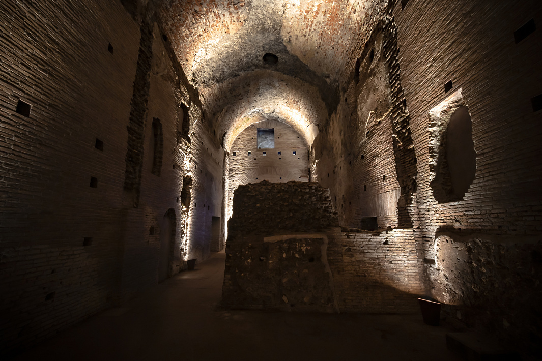 Interior of Domus Aurea in Rome, illuminated by ERCO lighting solutions.