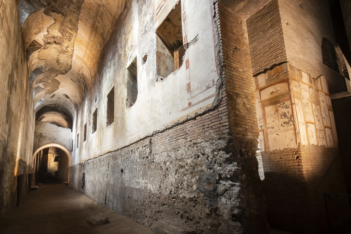 Domus Aurea interior lit by ERCO LEDs, showcasing the ancient architecture and underground space.