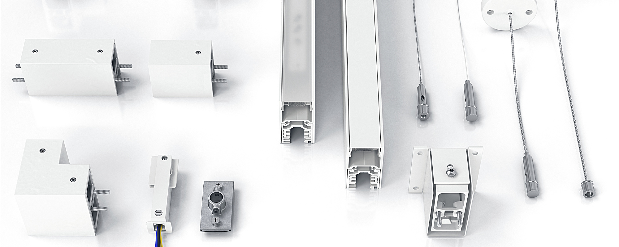 ERCO Hi-trac track with uplights, offering flexible indoor lighting solutions.