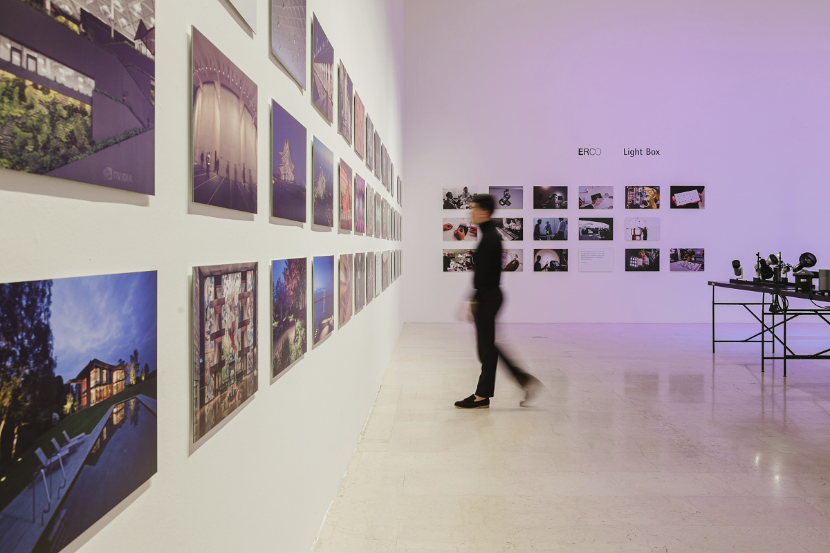 ERCO Light Box exhibit in Milan showcasing architectural photography with light.